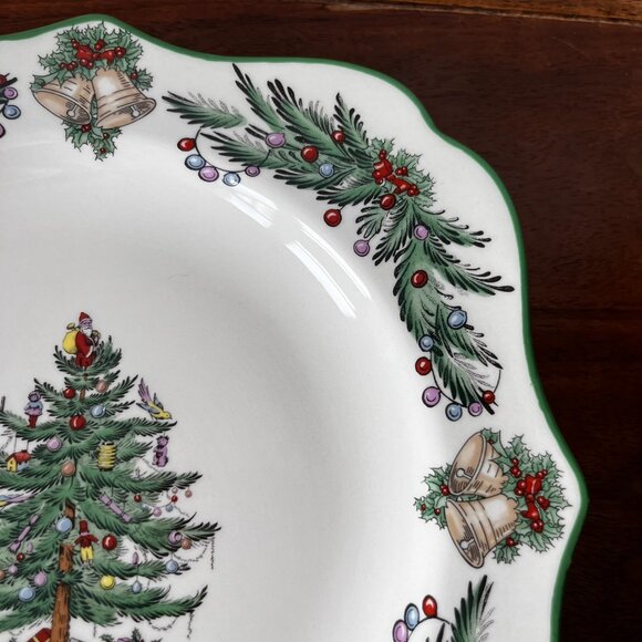 2 Spode Christmas Tree Garland Square Salad Plates 8.75” Vintage 2005 Holiday - Picture 8 of 10